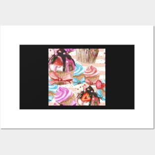 Cupcake Pink Stripes Posters and Art